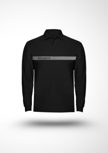 Polo slim longue manche bande gris sécurité