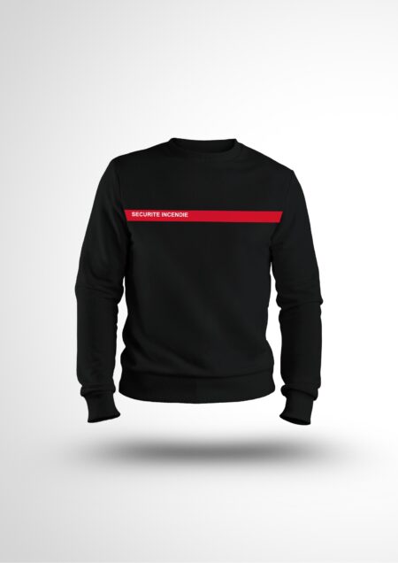 Sweat SSIAP noir bande rouge sécurité incendie