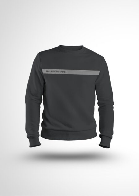 Sweat SSIAP gris bande grise sécurité incendie face