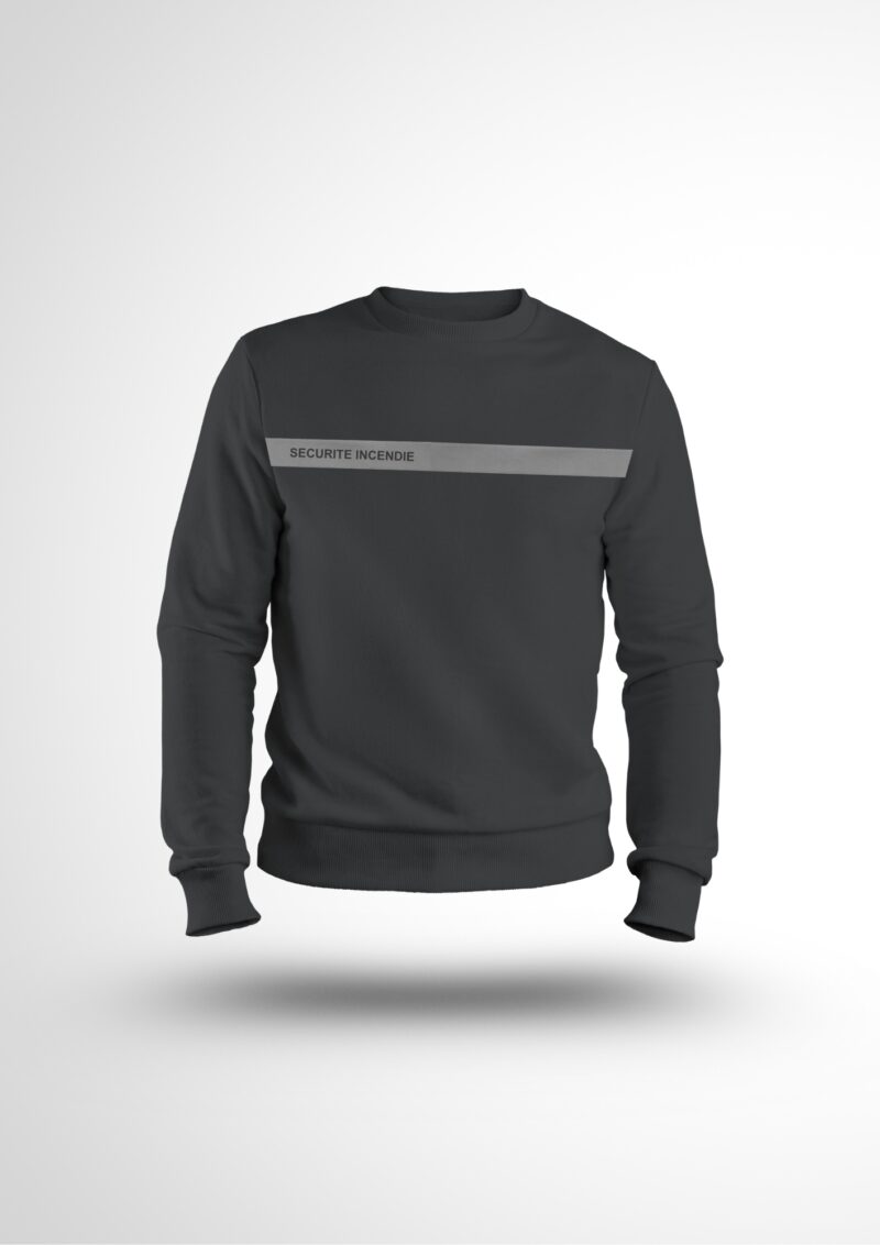 Sweat SSIAP gris bande grise sécurité incendie face