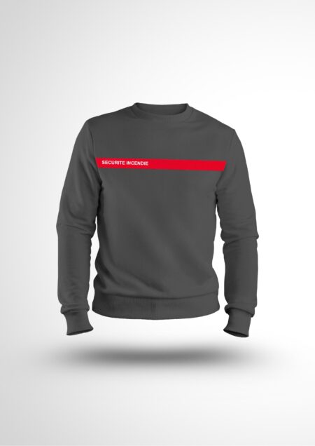 Sweat SSIAP gris souris bande rouge sécurité incendie