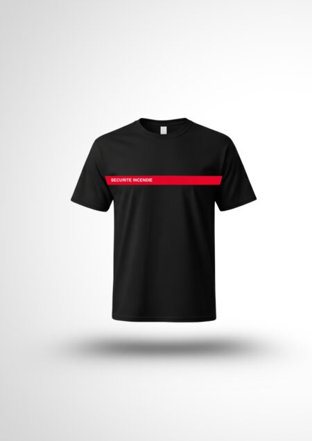 T-shirt ssiap noir bande rouge
