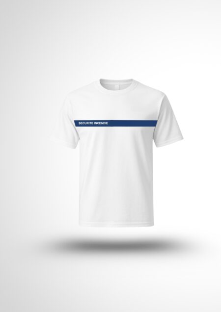 T-shirt ssiap blanc bande mariné Sécurité incendie