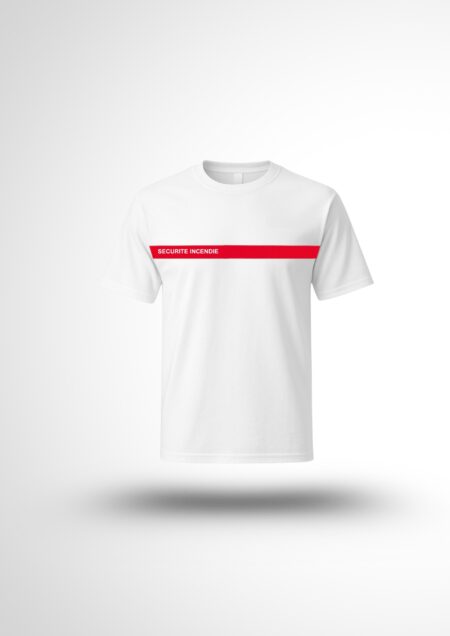 T-shirt ssiap blanc bande rouge