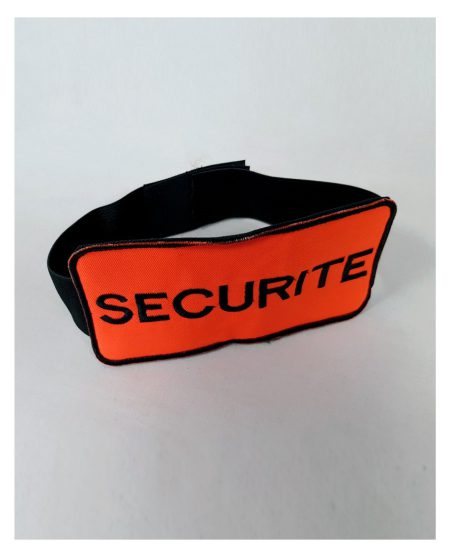 Brassard orange SECURITE sur sangle elastique noire