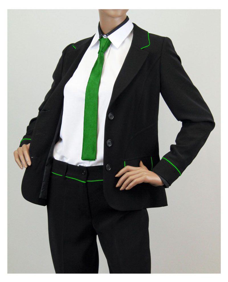 Costumes Hôtesse noirs avec liserés vert fabrication france