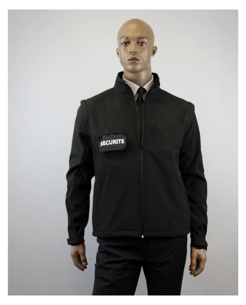 Soft Shell noir manches amovibles avec flags securite