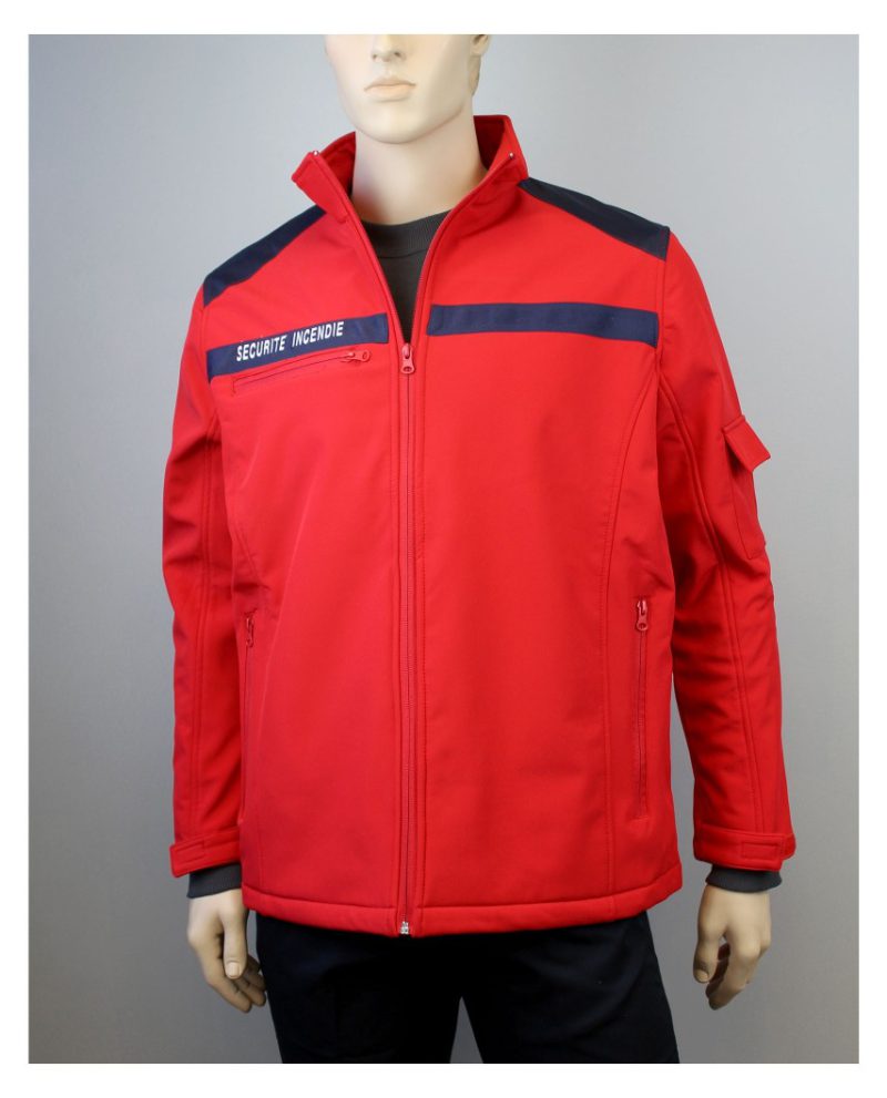 Soft Shell Ssiap bande marine avec flags incendie dos et poitrine