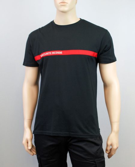 T-shirt ssiap noir bande rouge