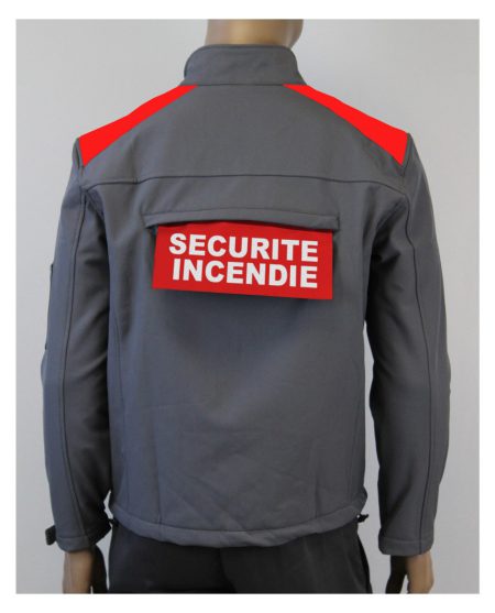 Vestes soft shell gris avec empiècements épaules et flag rouge