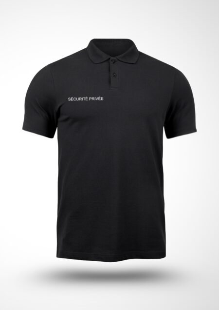 Polo noir marquage Sécurité privée avant, arrière