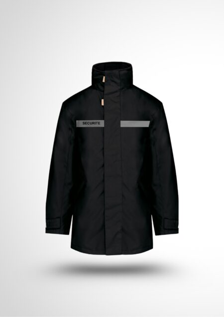 Parka noir bande sécurité gris