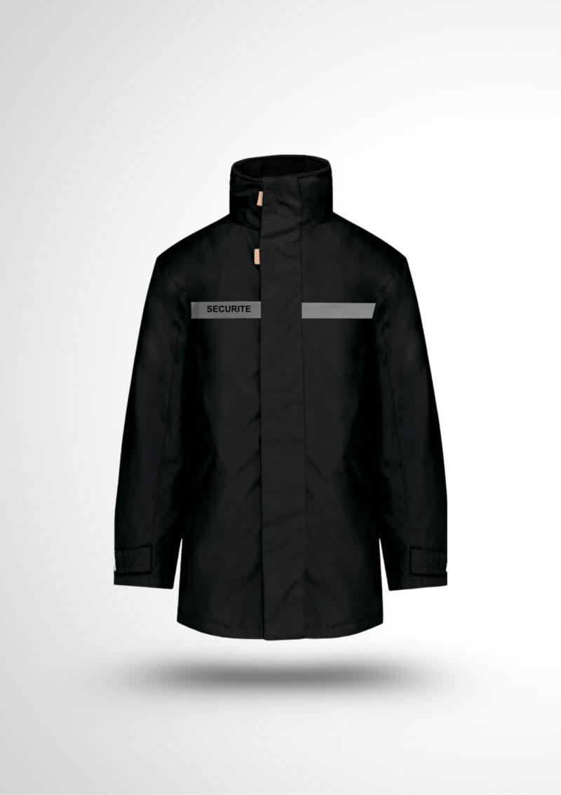 Parka noir bande sécurité gris