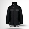 Parka noir bande Sécurité gris & bande rétro bas