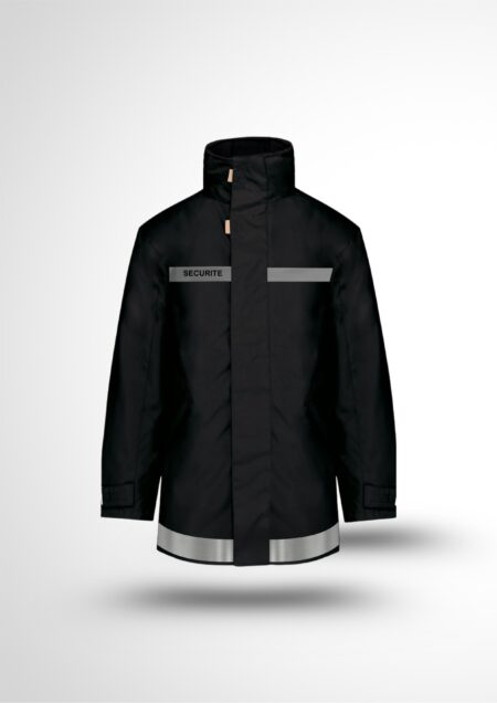 Parka noir bande Sécurité gris & bande rétro bas