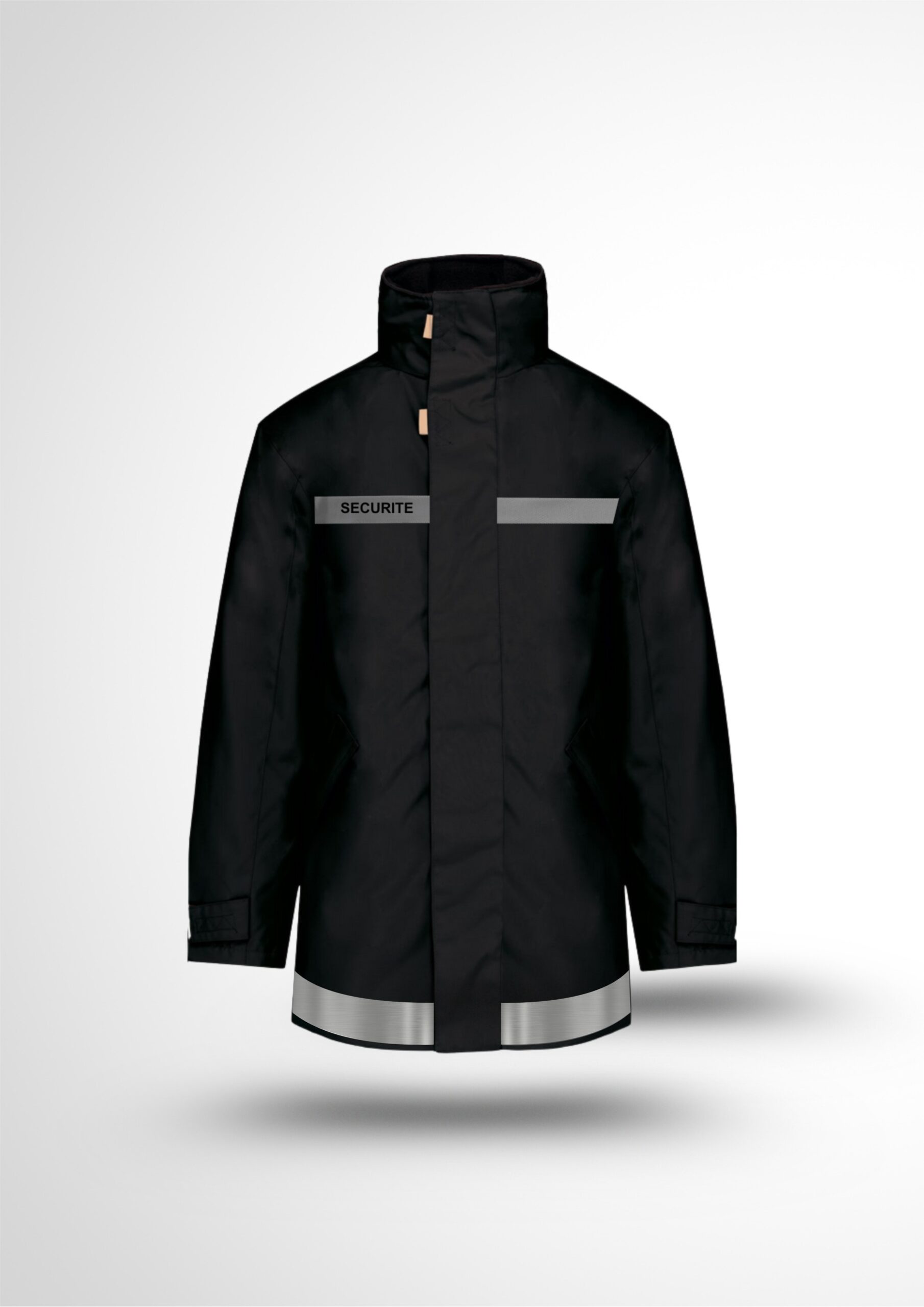 Parka noir bande Sécurité gris & bande rétro bas